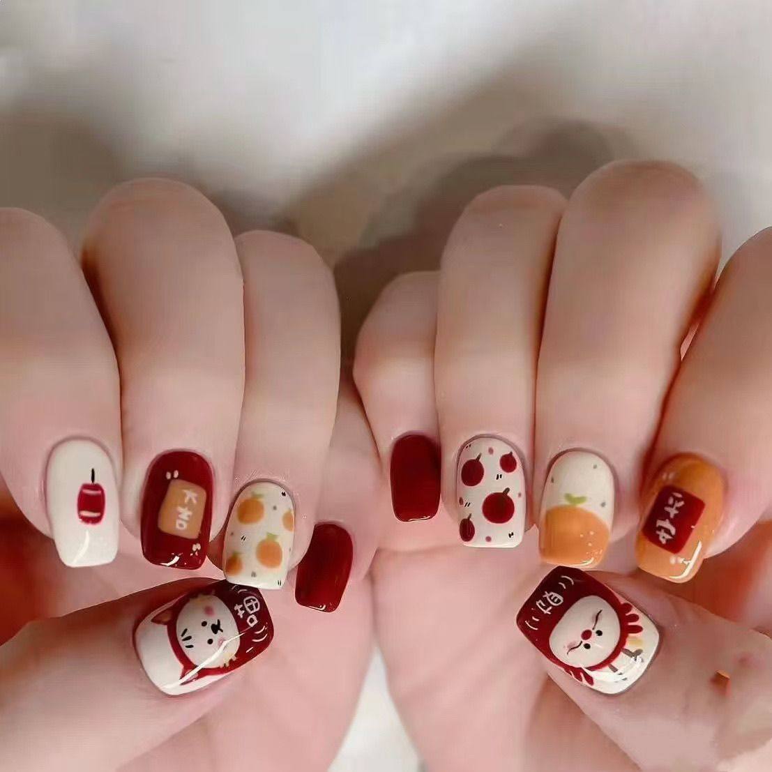 可爱招财猫纯手绘美甲新款穿戴指甲短款甲片成品可拆卸贴片,彩妆/香水/美妆工具,美甲工具,淘宝优惠券,粉丝福利购,淘宝优惠卷
