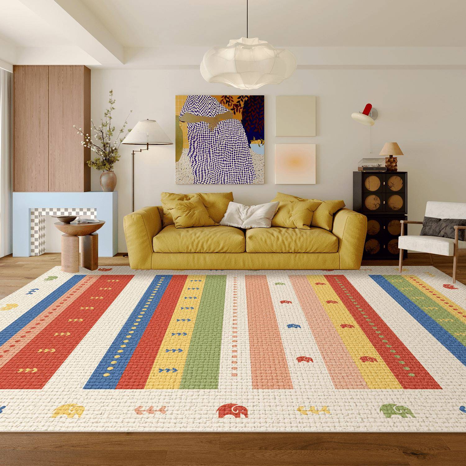 多巴胺地毯客厅家用2025新款中古风沙发茶几毯摩洛哥民族风床边毯