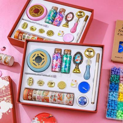 宫廷猫火漆印章套装礼物章头蜡粒蜡烛贴纸熔炉搅拌勺上色笔垫板