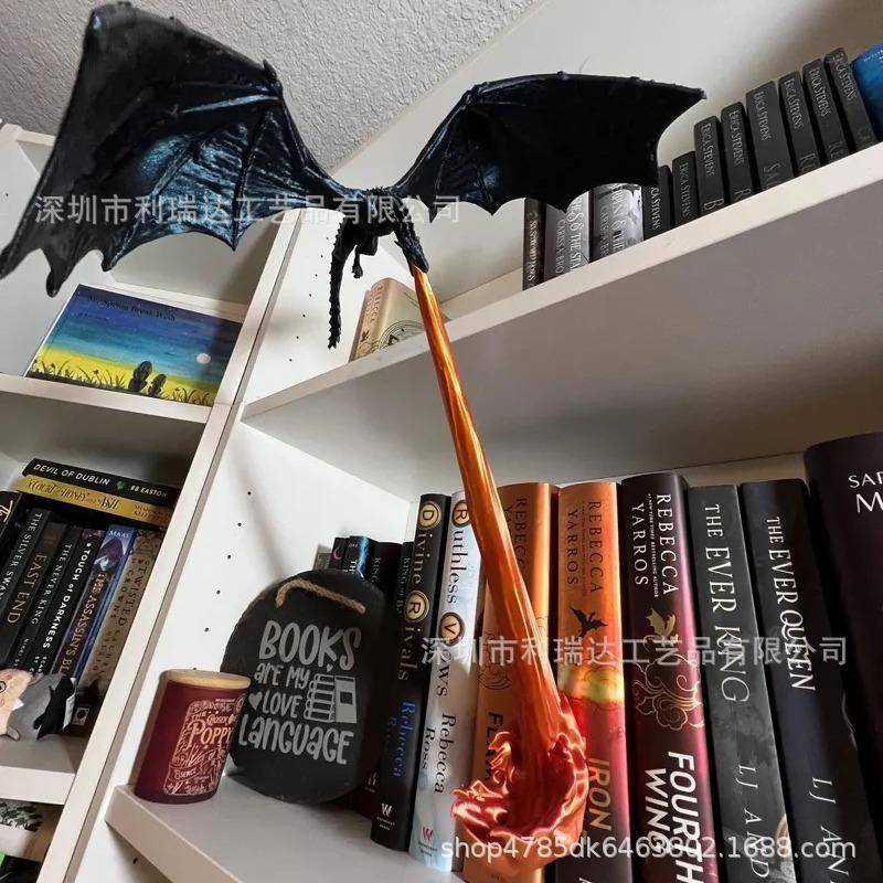 跨境新品3D打印DragonFlameBookNook龙焰书角书架装饰摆件工