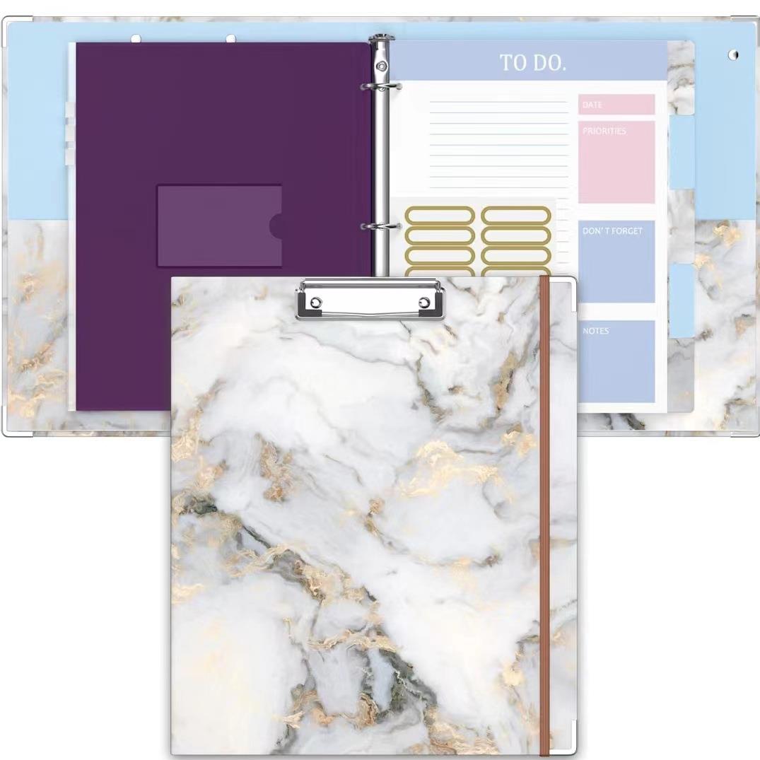 跨境A4活页板夹文件夹创意多功能收纳夹分隔页活页本带贴纸