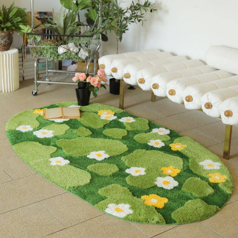 小单植绒地毯浴室垫卧室簇绒地毯客厅地毯机织苔藓地毯