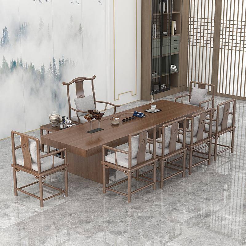 严选实木大板茶桌组合家用会客茶台功夫茶桌干湿两用泡茶桌