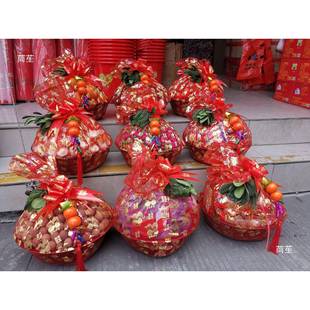 喜袋十样婚庆网烫金温州纱袋用品订婚回礼六样喜事喜盆特大号袋装