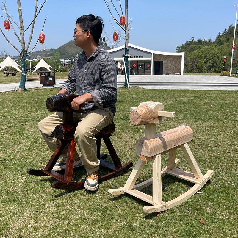 玩具木马实木防腐成人坐