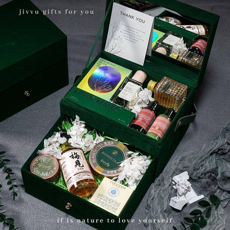 双层丝绒礼盒伴手礼高级感实用生日礼物伴娘伴郎回礼礼品盒套装