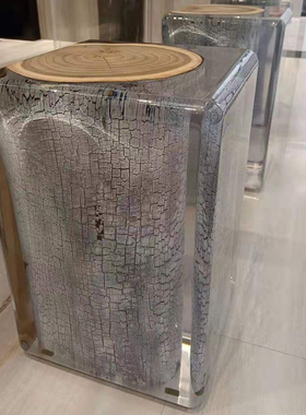 速发水晶透艺环氧树脂墩子坐凳椅子边几雕塑摆件工明品家居装饰品