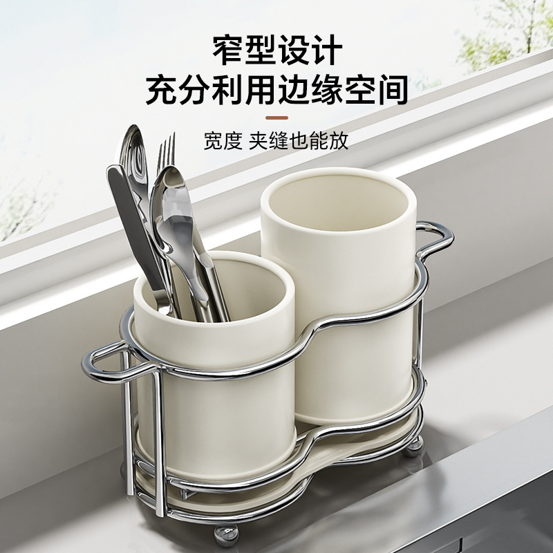 筷子收纳盒家用筷筒厨房沥水收纳筒筷子筒篓放勺子快子餐具置物架