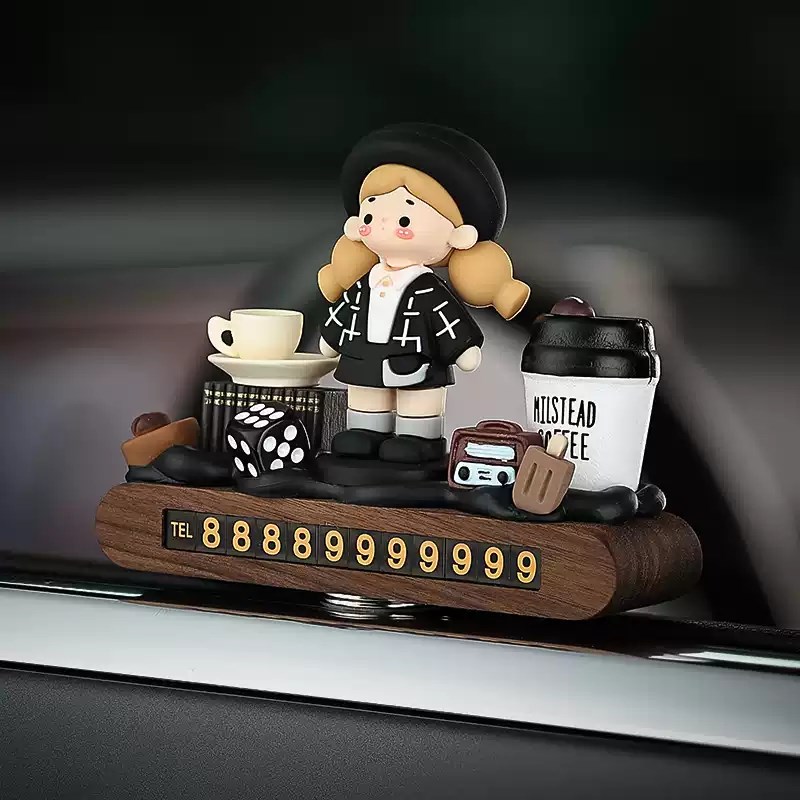 小野时光汽车临h时停车挪车电话号码牌车载女高档摆件装饰用品大