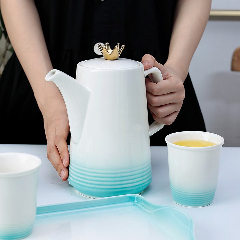 日式陶瓷轻奢水具套装o家用带托盘客厅冷水壶耐高温大容量茶壶套
