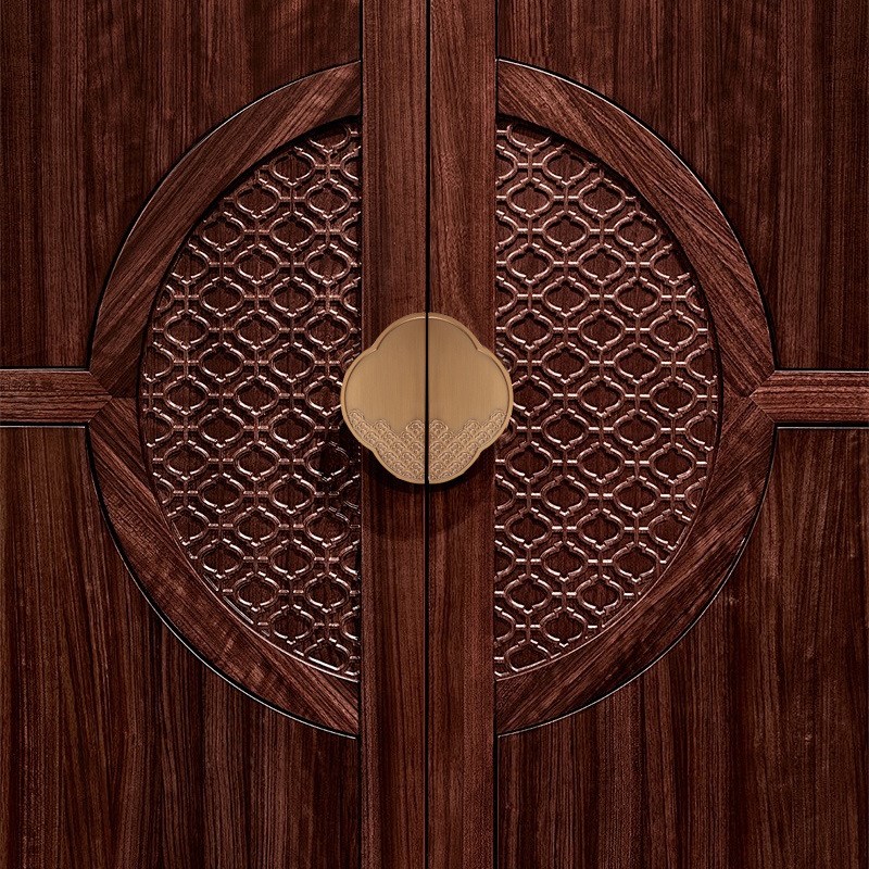 孔距32/64/76MM新中式半圆对装金色抽屉拉手欧式圆形衣橱柜门拉手