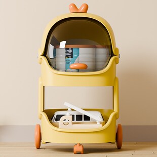 儿童置物架家用婴儿物品零食玩具收纳架卡通可爱多层可移动小推车