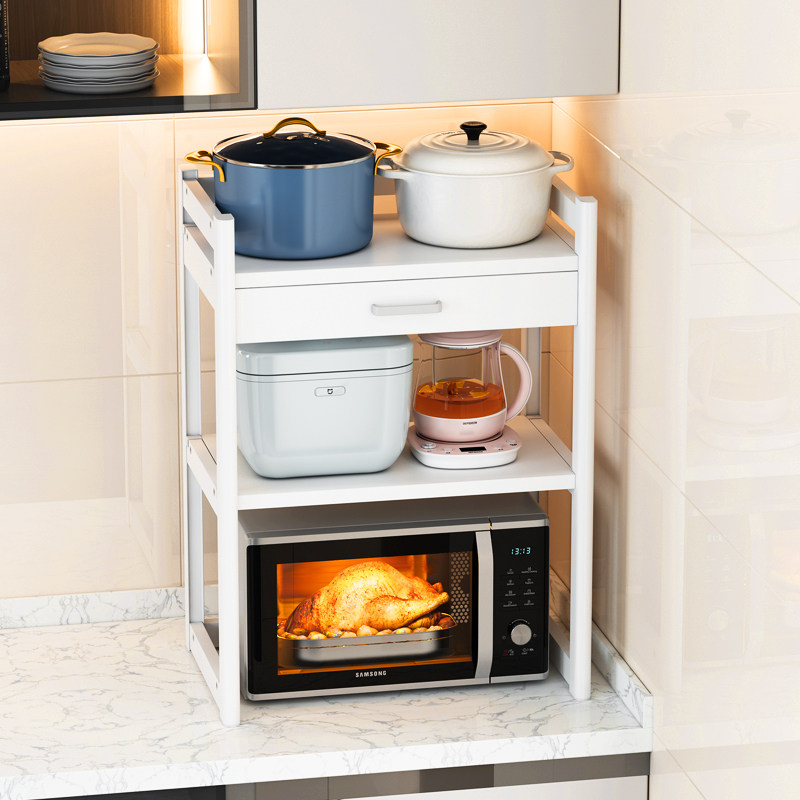 厨房微波炉置物架双层桌面加深40放烤箱一体锅具收纳架台面灶台上