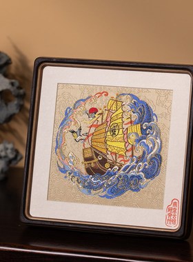 南京云锦博物馆h扬帆引航船一帆风顺摆件办公室装饰送朋友考生顺