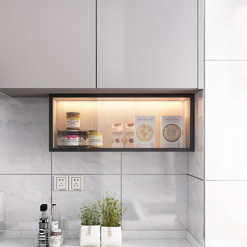 壁挂调味架 厨房吊柜下置物架 上翻柜玻璃门油盐调料收纳盒免打孔