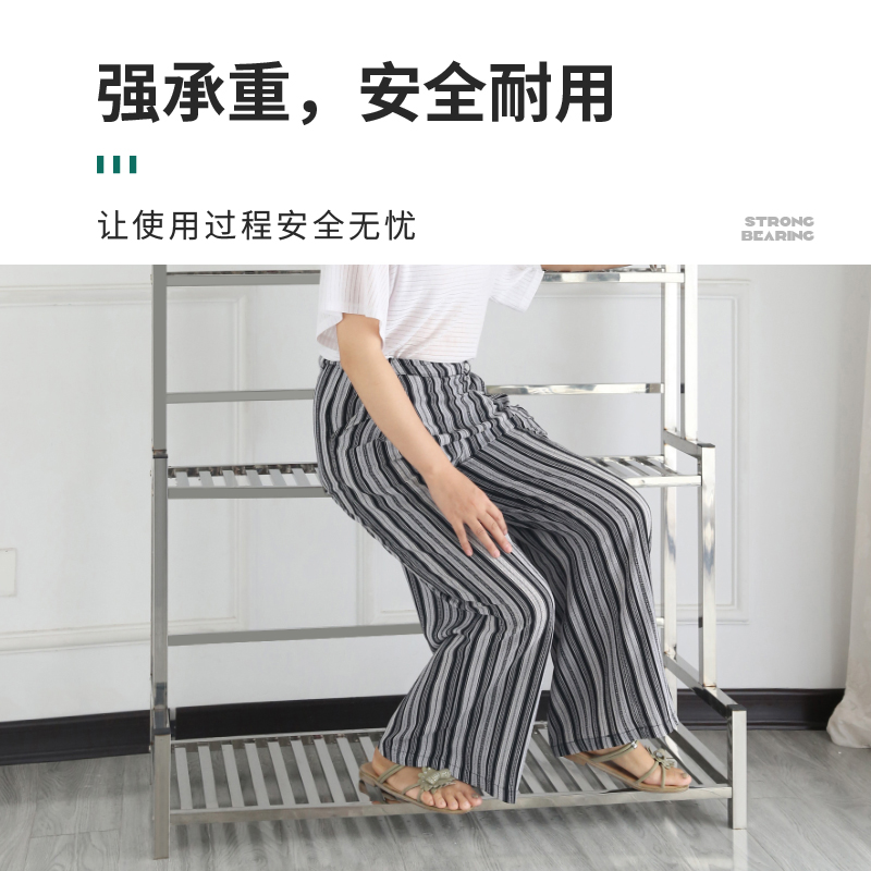 不锈钢花架台阶落地式置物多层肉盆架子阳台室内客厅铁.艺靠墙移