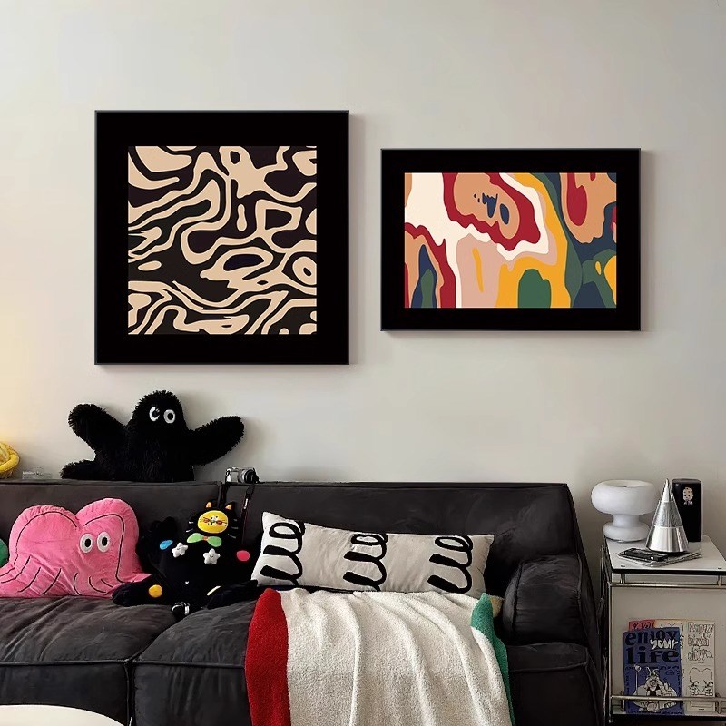 中古蒙德里安卧室床头装饰t画法式玄关柜壁画小众艺术抽象客厅挂