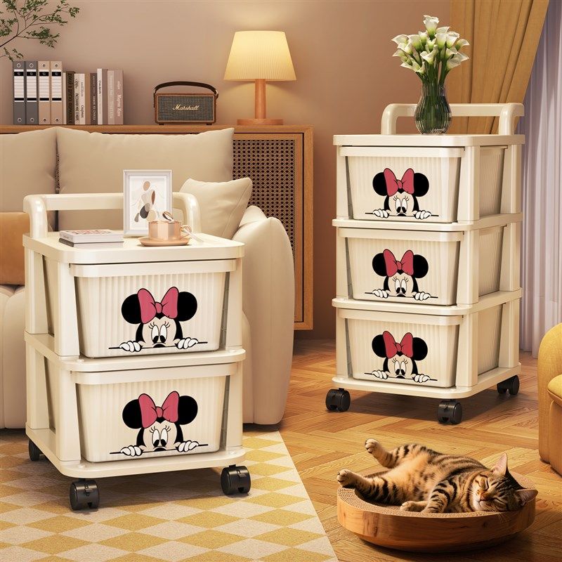 抽屉式零食置物架落地家用客厅玩具收纳层架移动多功能小推车整理