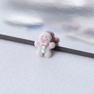 可爱姜饼人圣诞饼干树脂植绒贴片吊饰耳环耳钉diy配件手机壳材料