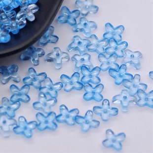 清透琉璃小桂花中孔花瓣手工DIY配件挂件耳饰串珠十字花材料