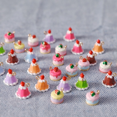 可爱迷你立体草莓蛋糕布丁合金配件DIY挂件手帐耳饰拉链扣配件