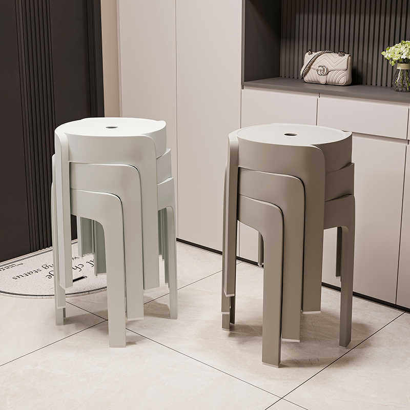 塑料凳子家用加厚可叠放圆板凳结实耐用餐桌备用凳现代简约风车凳