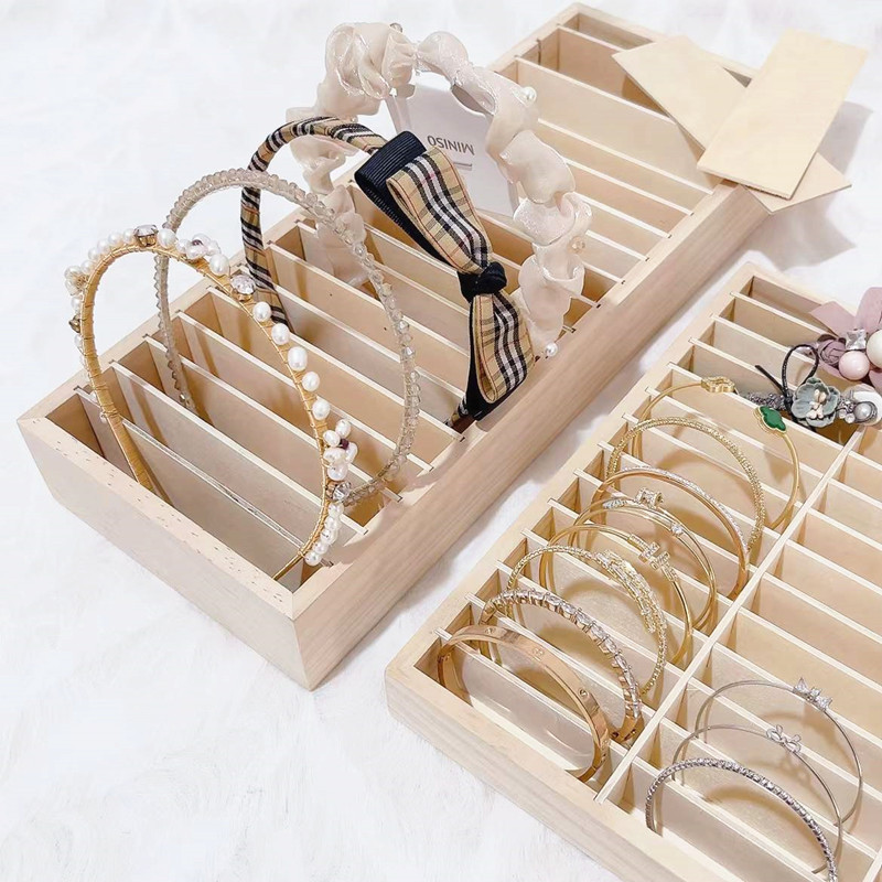 实木饰发箍手镯发夹展示架桌面大容量收纳盒拆卸托盘首饰架陈列