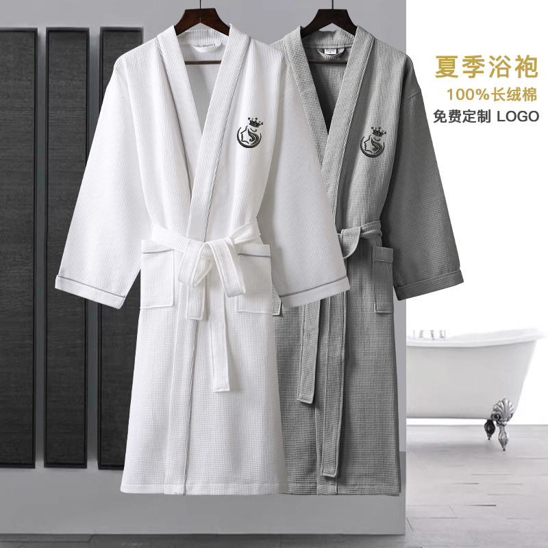 五星级酒店浴袍女夏纯棉家用吸水速干男四季通用浴衣2024新款全棉