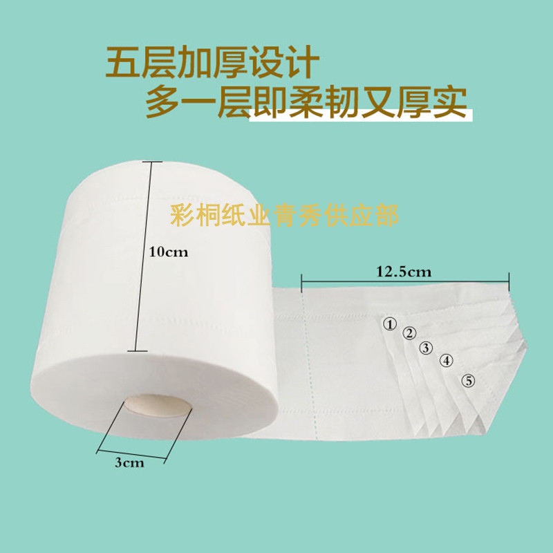 彩桐卷纸家庭用纸亲肤棉柔实惠装大卷纸厕纸有心印花整箱干湿两用