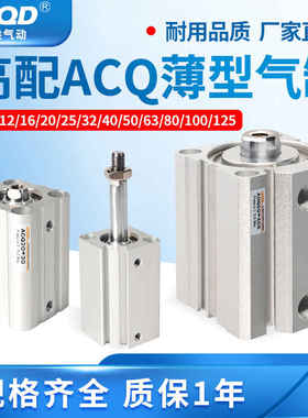 ACQ20/25/32/40气缸可调小型气动薄型ACQW方形伸缩5-10-15-30SB