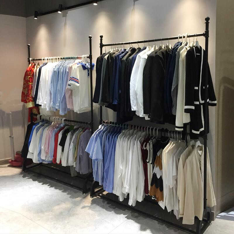 双层衣帽架落地式双杆卧室挂衣架子家用阳台晾衣架衣帽间服装