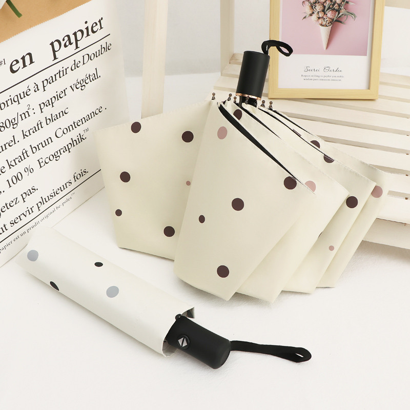 雨伞女生可爱波点印花折叠遮阳防晒防紫外线全自动晴雨两用太阳伞