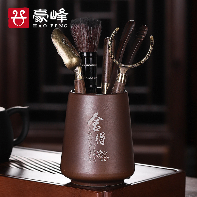 豪峰黑檀实木茶道六君子套装功夫茶具配件大全6君子泡茶茶夹针勺