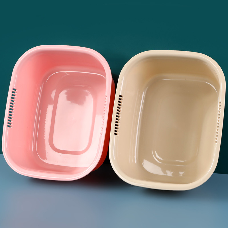 长方形塑料洗脸盆家用洗菜盆洗衣盆加厚超大洗菜盆沥水筐洗碗筷盆