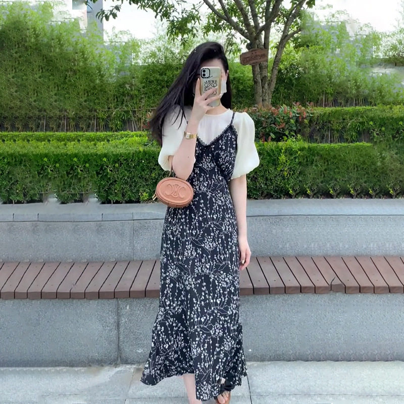 FAshi 夏季女装搭配两件套装长裙女气质高级感遮肚子显瘦连衣裙子