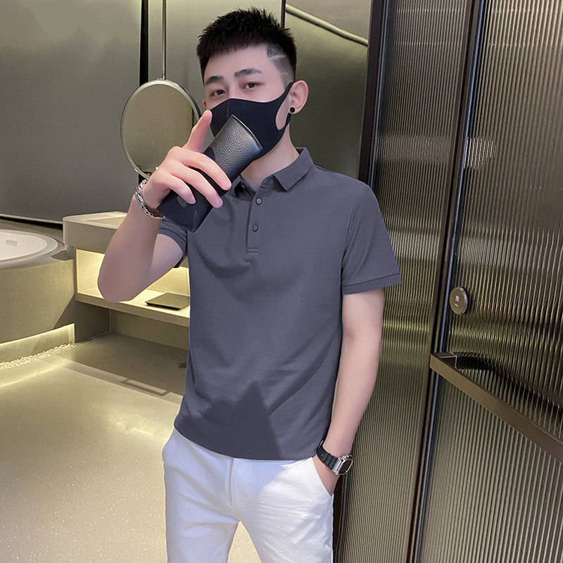 短袖POLO衫男潮牌夏季韩版潮流百搭修身翻领半袖T恤男士休闲上衣