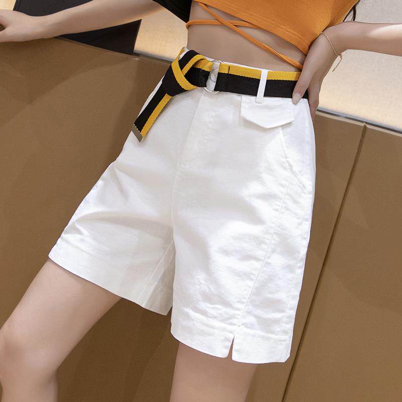 欧洲站白色工装短裤休闲裤女2025新款夏天薄款高腰直筒五分阔腿裤