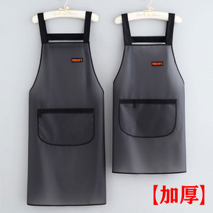 加厚TPU防水防油围裙厨房家用做饭成人饭店后厨拉链兜免洗工作服