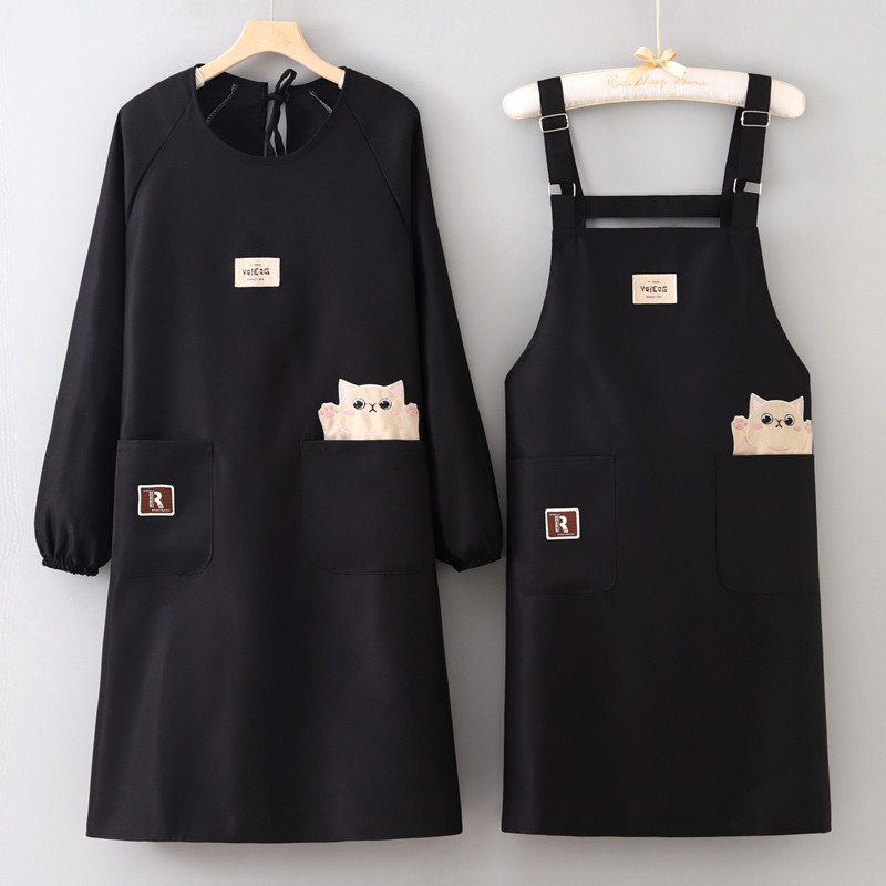 时尚防泼水围裙成人奶茶店餐厅专用工作服耐磨透气反穿罩衣定制女