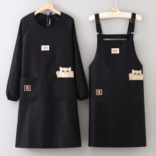 时尚防泼水围裙成人奶茶店餐厅专用工作服耐磨透气反穿罩衣定制女