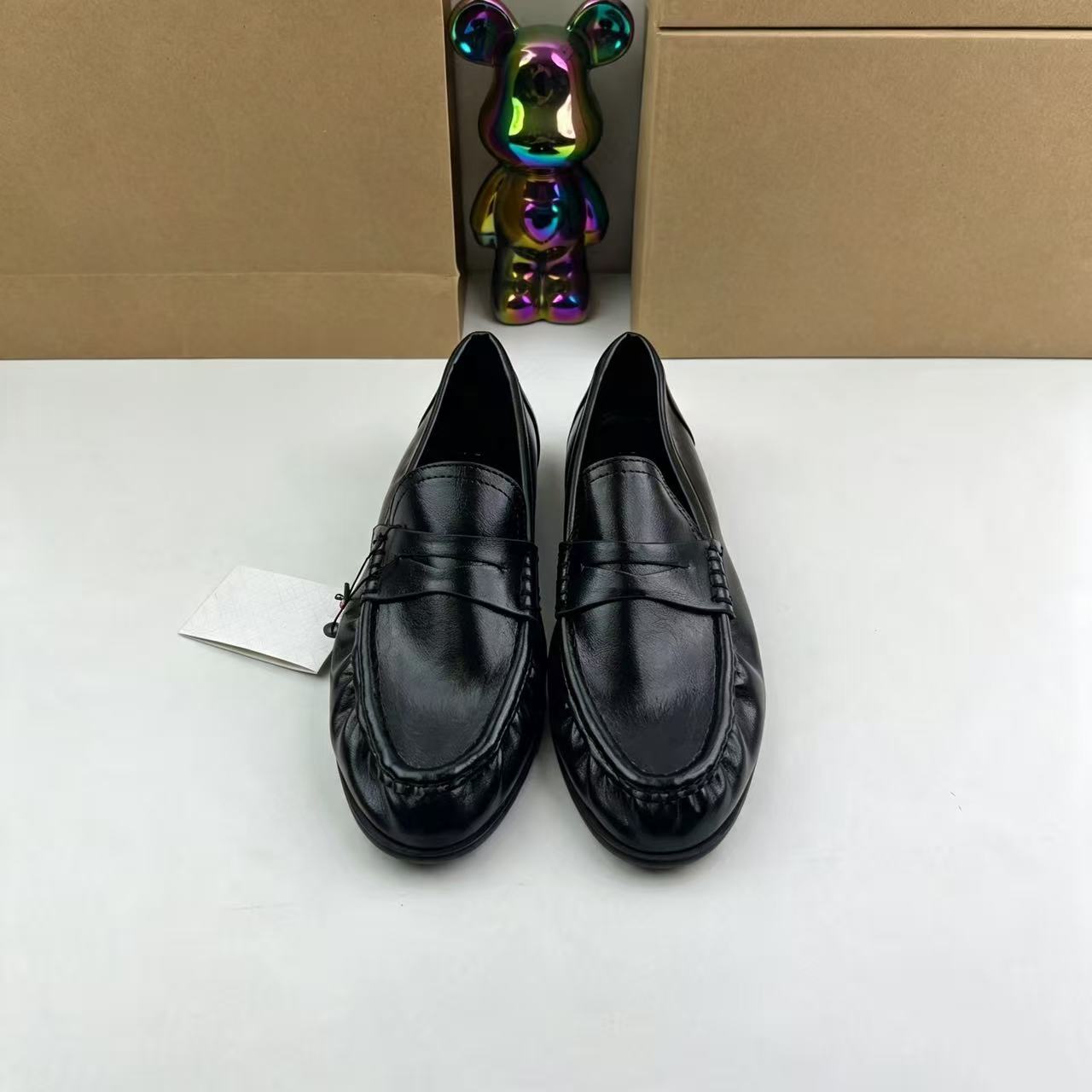 ZA西班牙夏季新品 女鞋 黑色平底乐福鞋欧美风一脚蹬懒人时装单鞋