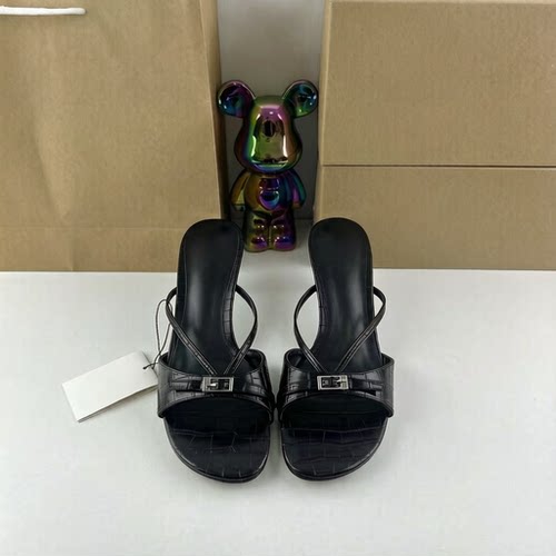 ZA西班牙夏季新品女鞋黑色搭扣饰凸饰圆头时尚百搭细高跟时装凉鞋