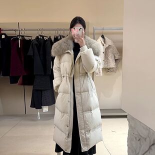 韩版羽绒棉服女2025冬季长款仿狐狸大毛领宽松显瘦过膝外套大衣