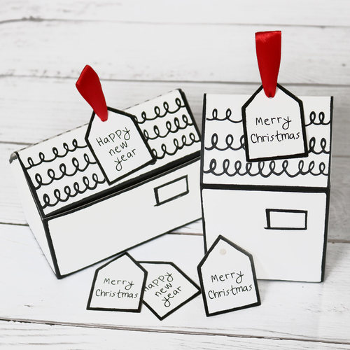 好货20Sets Paper Gift Box White House Shape Gift Package Coo
