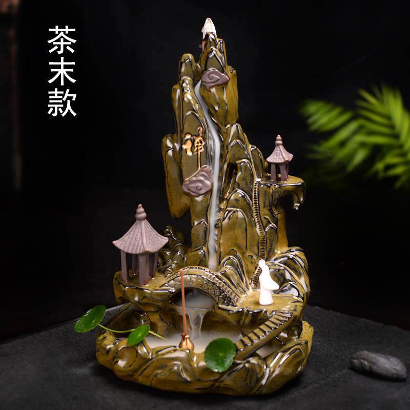 推荐l大号倒香炉仿古禅意山水陶瓷创意摆件客流厅观烟下流沉香檀