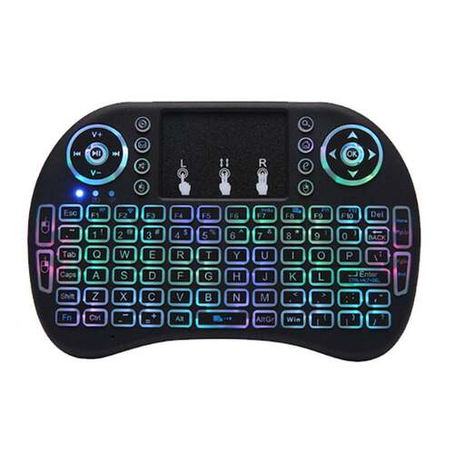 好货i8 Keyboard 7 Color Backlit Air Mouse 2.4Ghz Wireless En