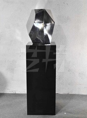 酒店室内造景块面石头轻奢雕塑不锈钢户外落地摆件简约金属抽象