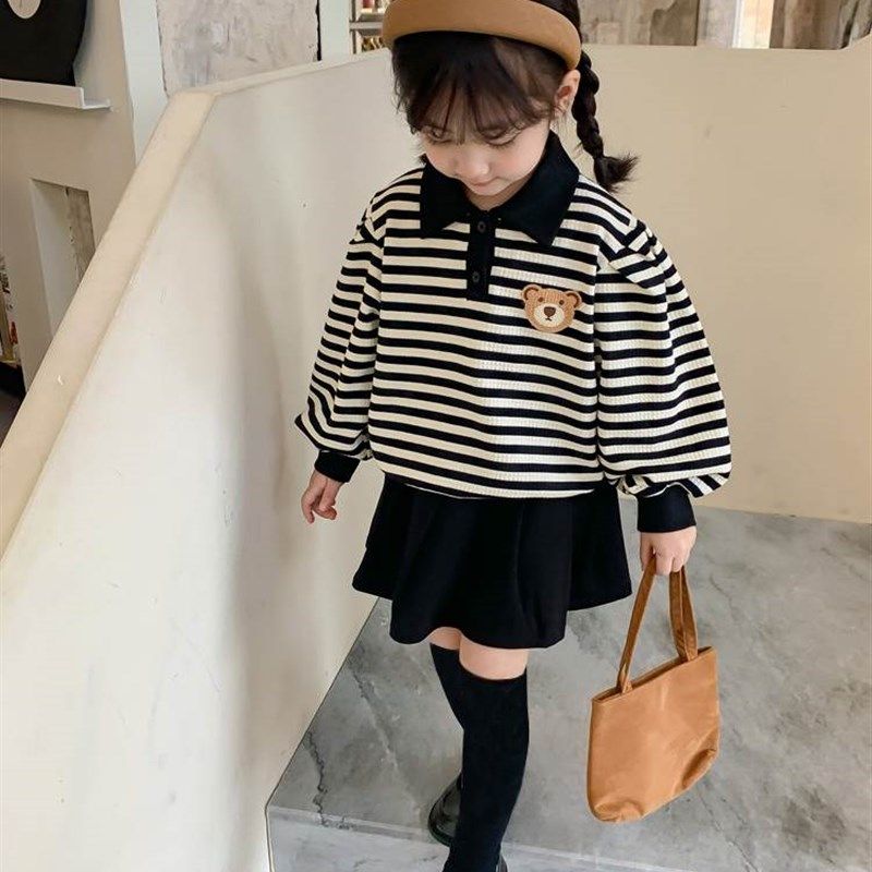 女童学院风连衣裙套装春装洋气儿童宝宝卫衣公主裙2023年春款童装