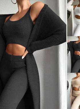 Solid Color Leisure Suit Fashion Tracksuits Fleece Cardigan