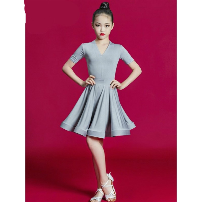 2025新款儿童拉丁舞蹈练功服装女童夏款表演比赛规定演出服大裙摆